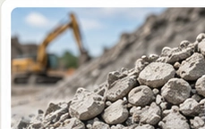 Close-up of crushed concrete aggregate at a worksite