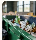 Mixed recovered glass entering a sorting and recovery process, cropped from approved V2 infographic