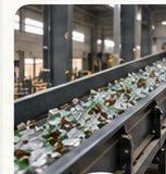 Sorting conveyor with recovered glass