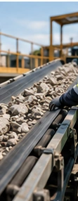 Inspection of separated concrete on a material conveyor