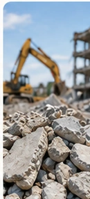Source-separated demolition concrete in the approved visual
