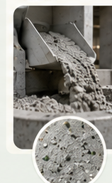 Concrete mixing and placement with an illustrative cementitious material in the approved V2 artwork.